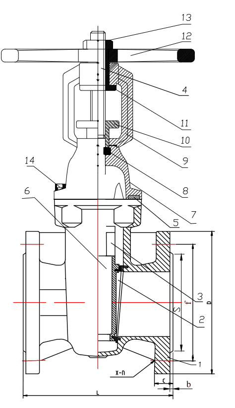 drawing f4 rising stem gate valve dn50 600