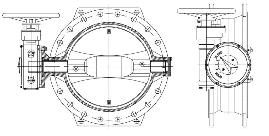 eccentric butterfly valve drawing