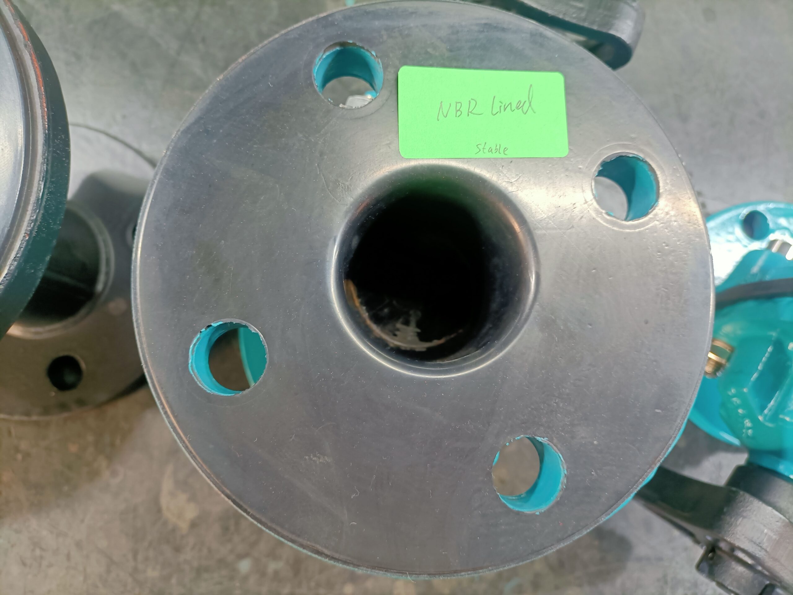 A close-up of a durable rubber lining inside a diaphragm valve
