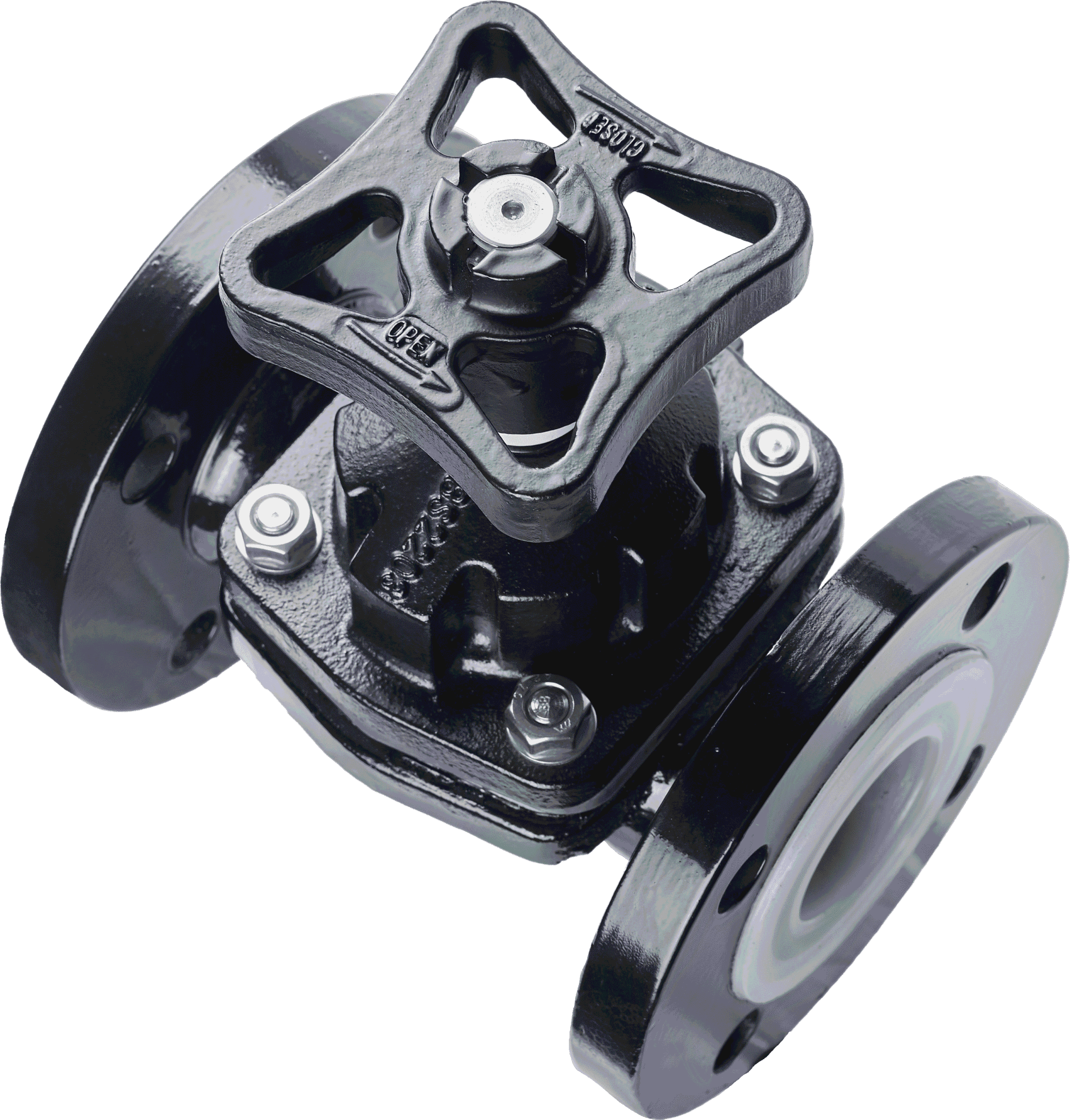 Fluorine-lined diaphragm valve in a wastewater treatment plant