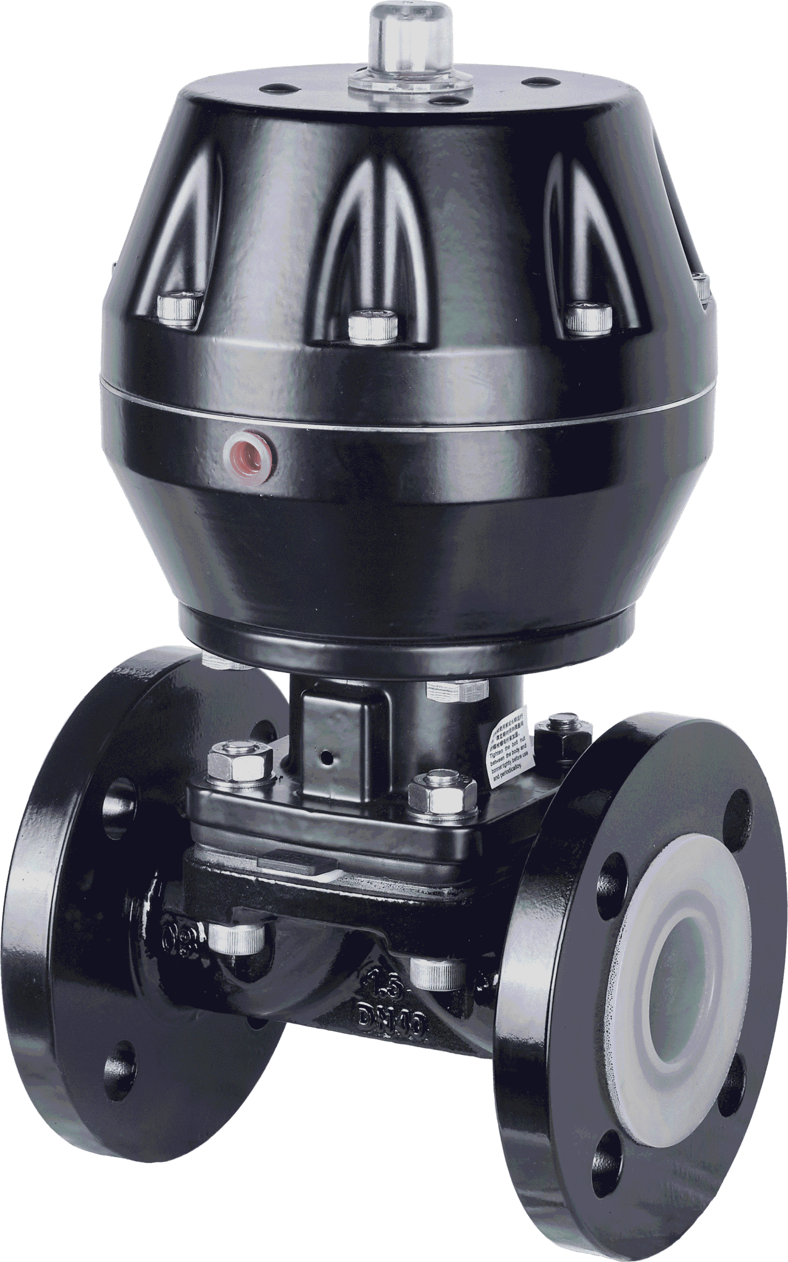 A pneumatic diaphragm valve with its actuator