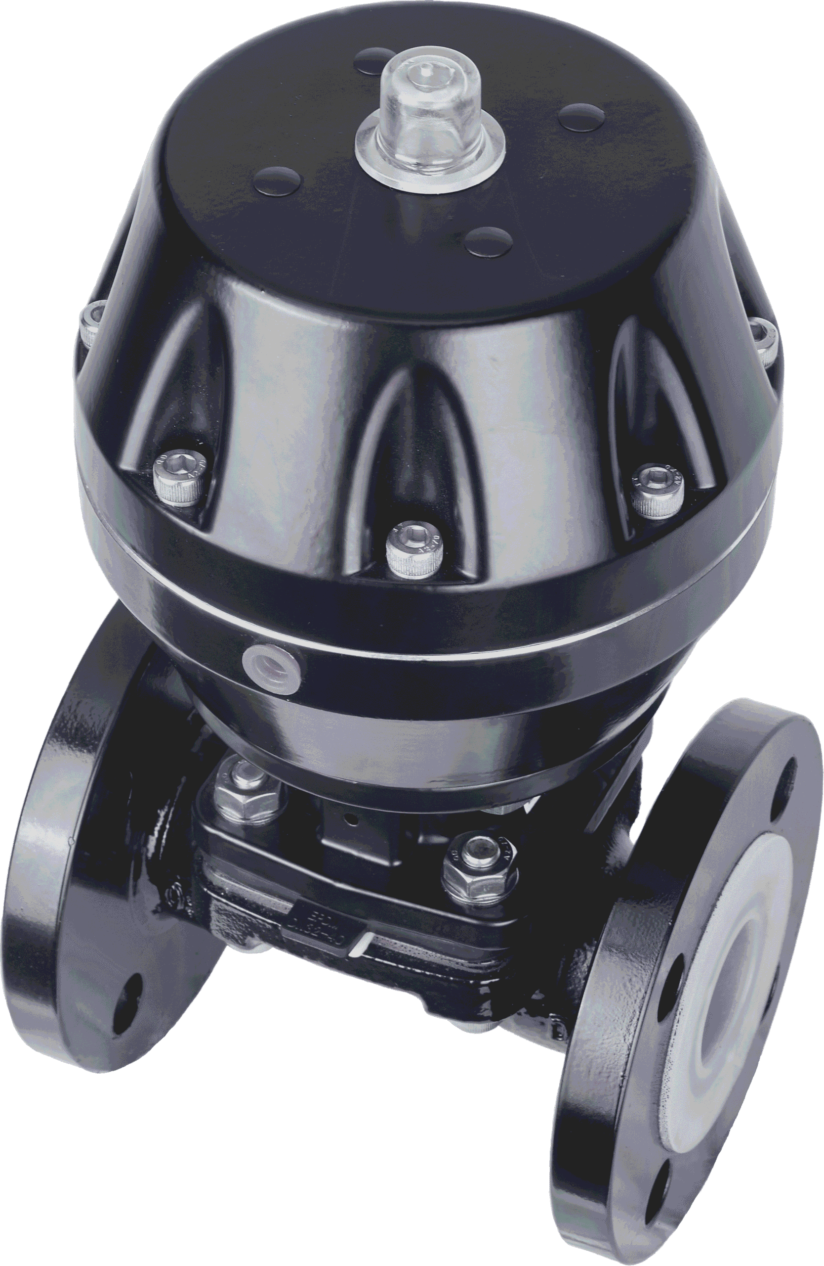 Cross-section of a pneumatic diaphragm valve showing the diaphragm seal