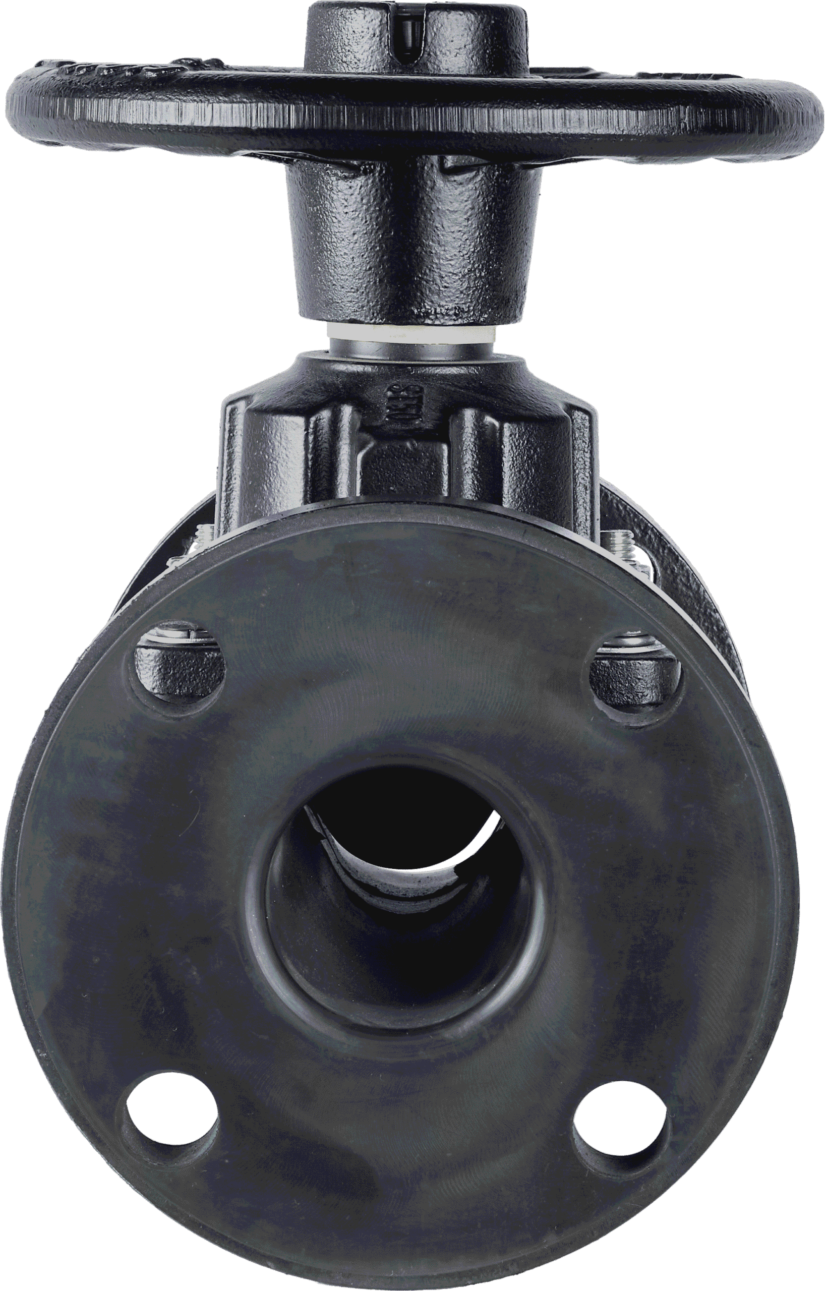Close-up of a seamless rubber lining inside a diaphragm valve
