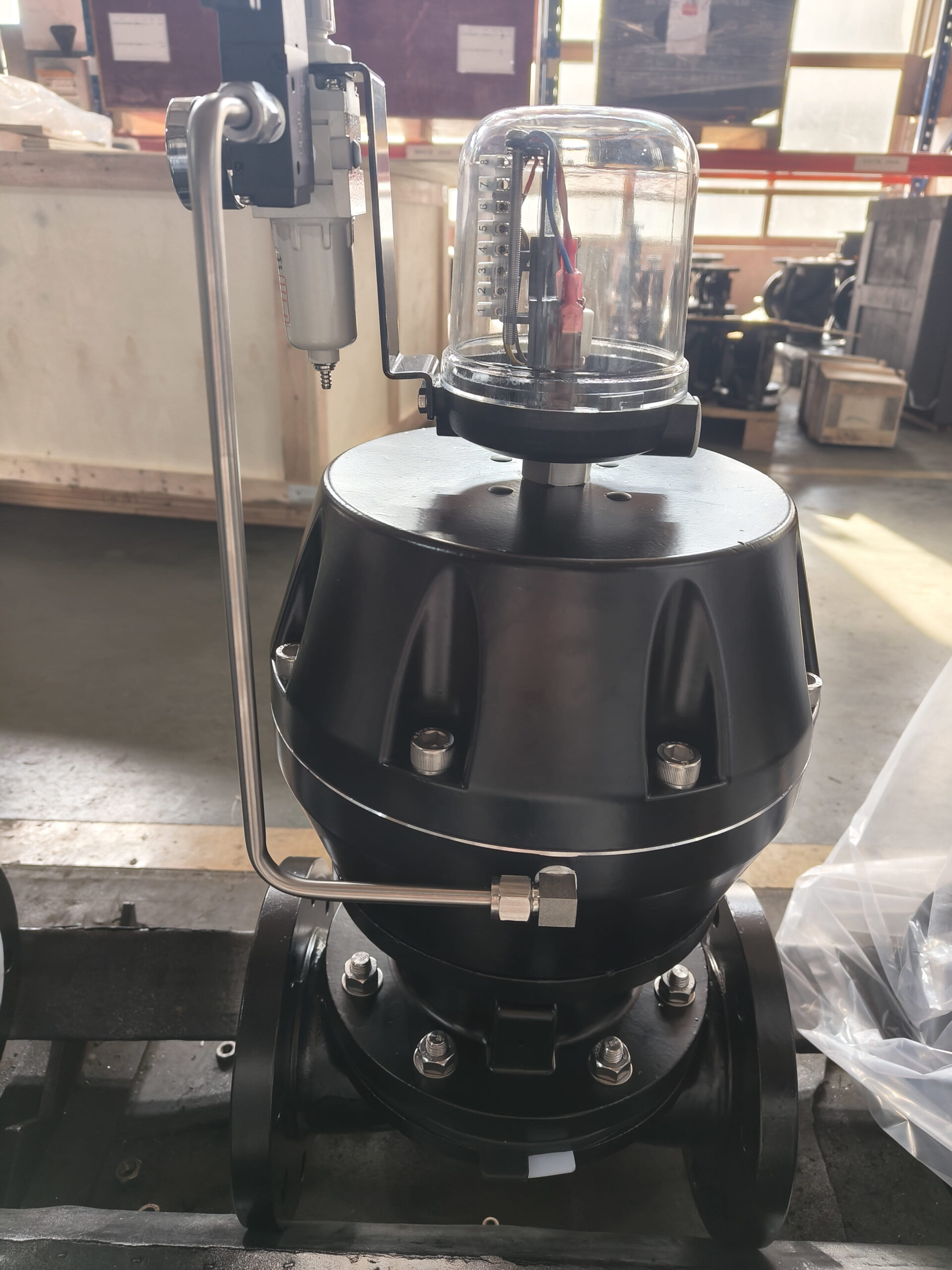 A proper torque wrench being used on the bonnet bolts of a diaphragm valve.