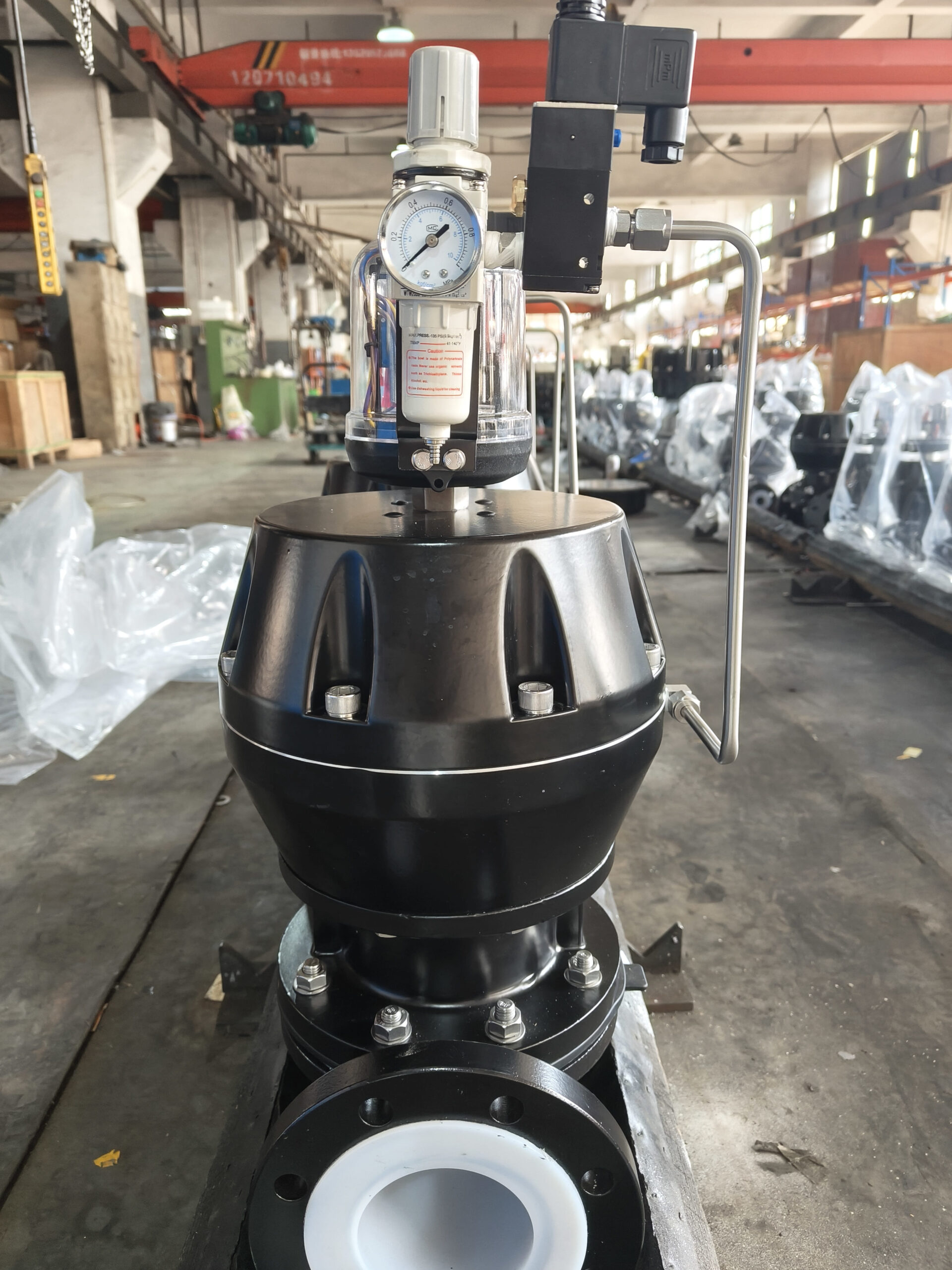 Pneumatic diaphragm valve in a dosing skid