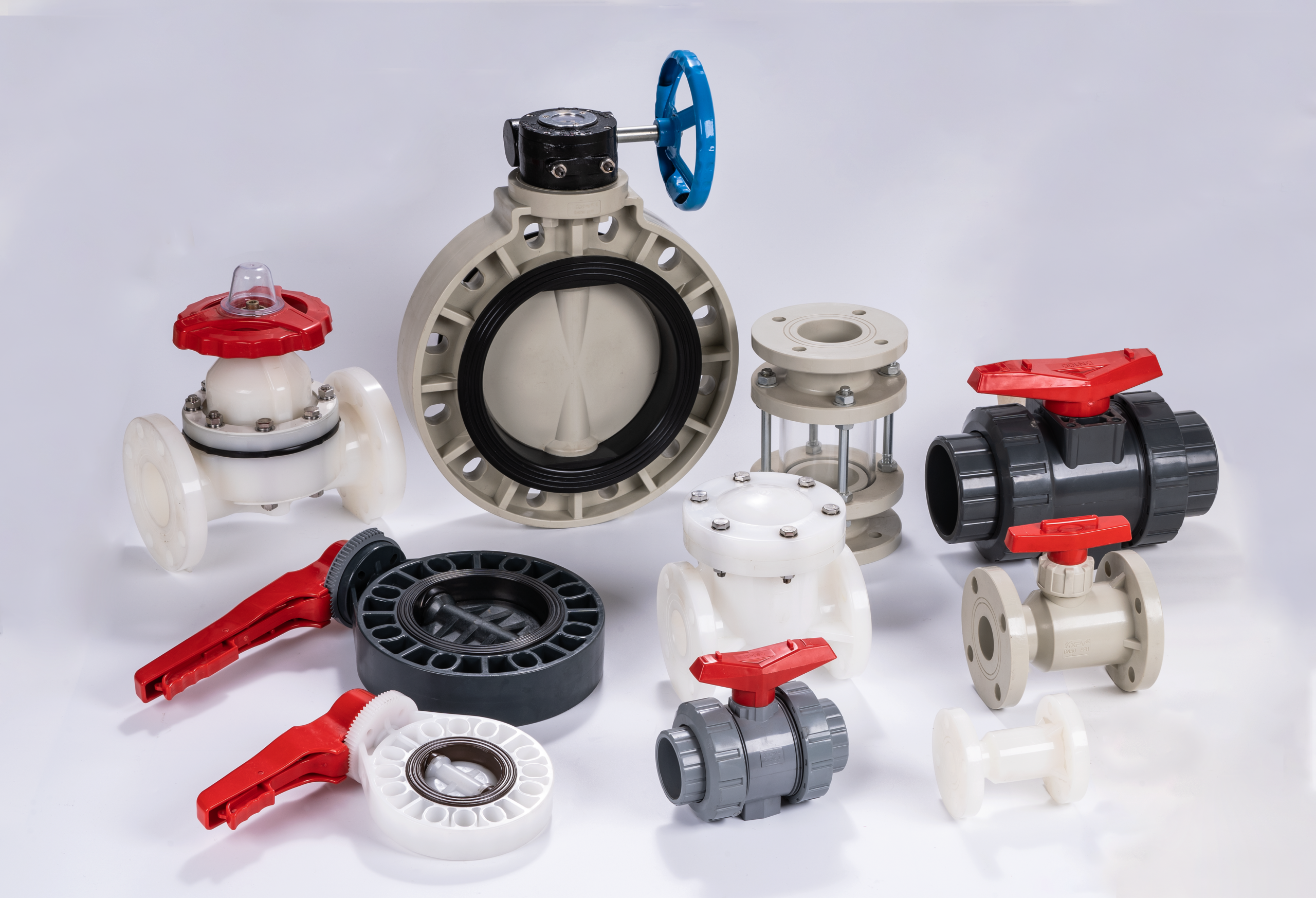 Professional diaphragm valve with PTFE lining - Cast iron body DN15-DN300 industrial valve for chemical processing